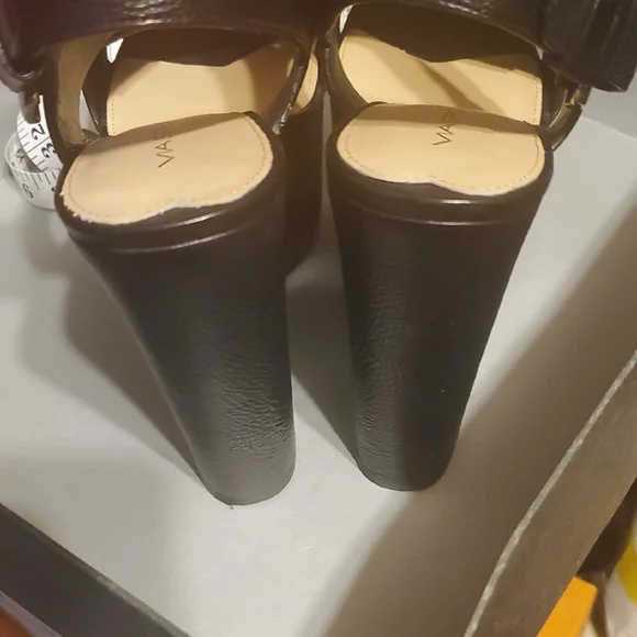 Via Spiga Black Wedge Sandals Strap Leather - Picture 7 of 11